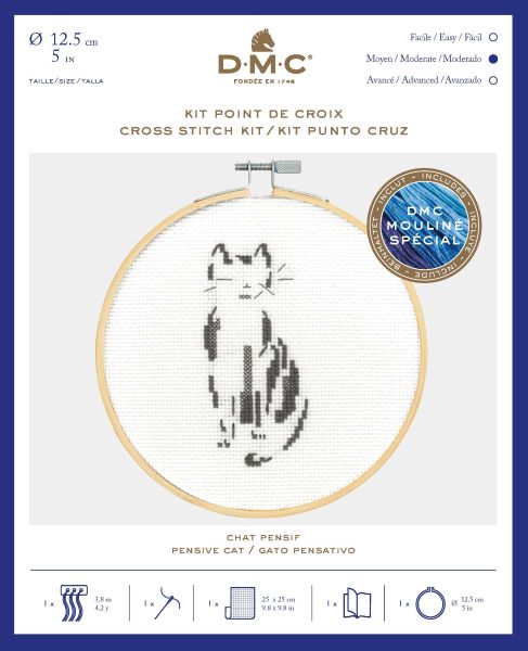 KIT PUNTO CROCE – Gatto pensieroso DMC