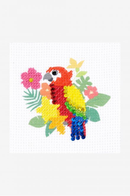 KIT RICAMO PAPPAGALLO a mezzo punto DMC